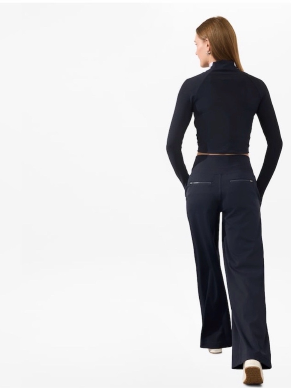 Athleta Venice wide leg pants, navy with black stripe, size large - Picture 3 of 11